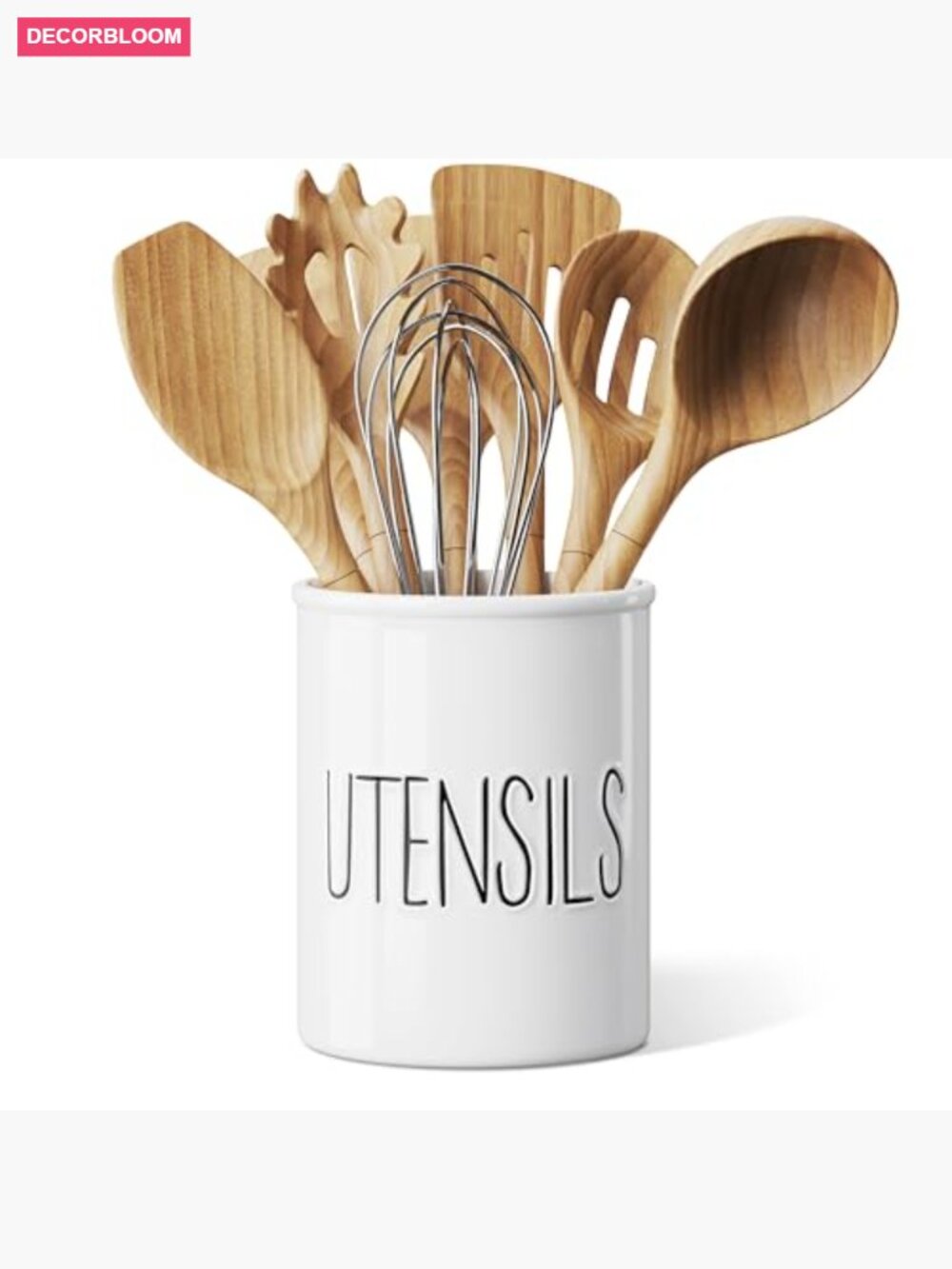 Large Ceramic Utensil Holder for Countertop, Farmhouse Kitchen Crock, Spatula - Picture 7 of 7